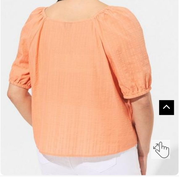 NWT Torrid Seersucker button front puff short sleeve blouse - Picture 7 of 7